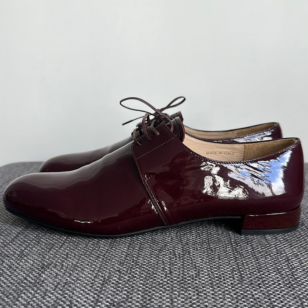 Prada shoes brown patent leather 38